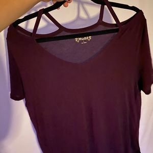 Mudd Dark Purple V-Neck with Straps on Shoulder